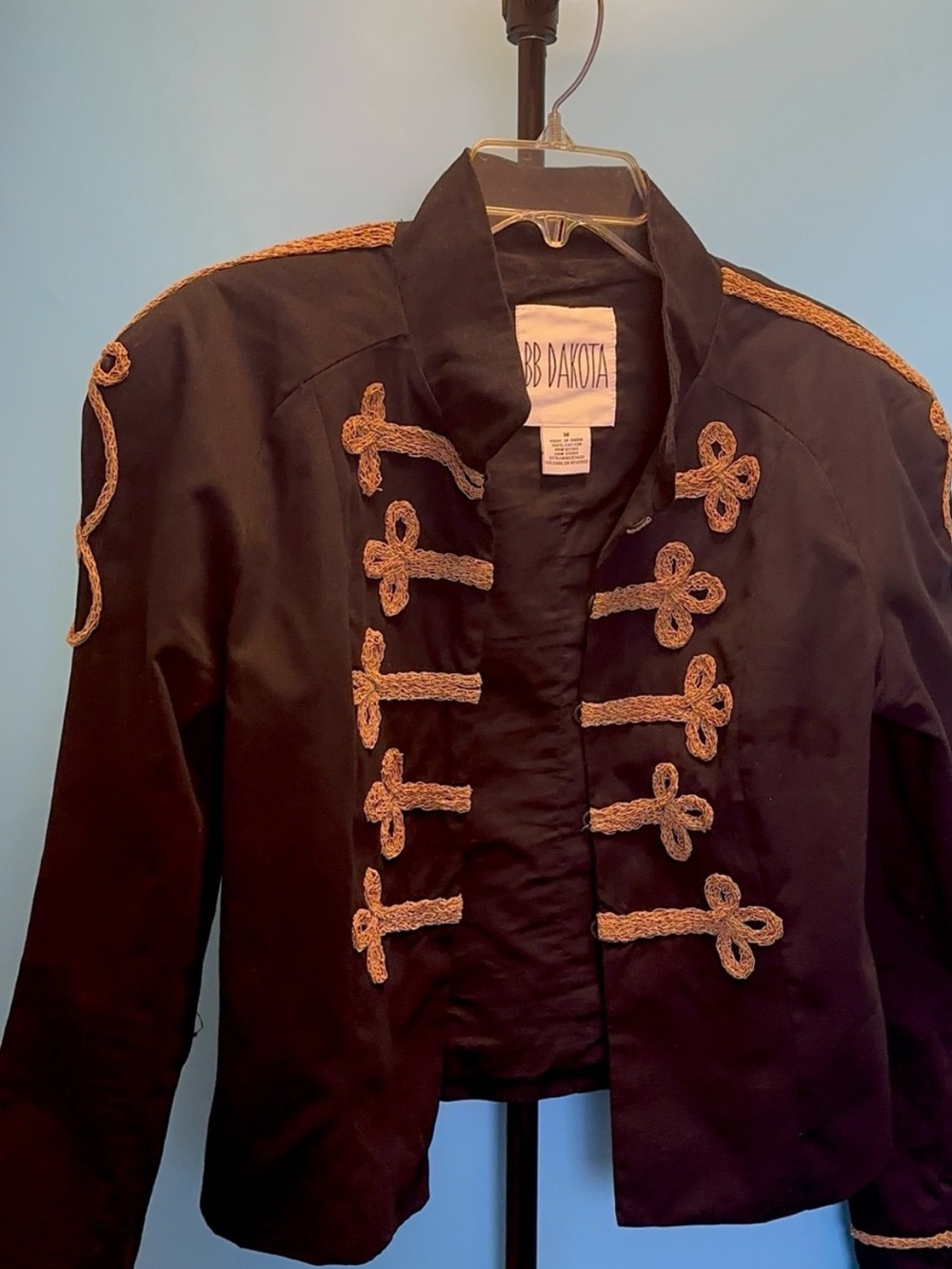 RARE BB Dakota Black Band Military-Style Cropped Jacket with Gold Trim - Picture 4 of 5
